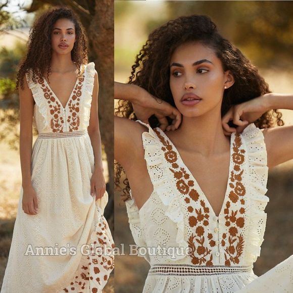 NWT, Anthropologie  Esperanza Embroidered Eyelet Maxi Dress - Picture 5 of 16
